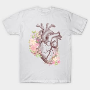 Floral anatomical heart T-Shirt